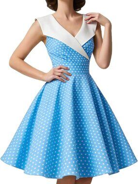 Women's 1950s Dress Tea Party V-Neck Sleeveless Dress